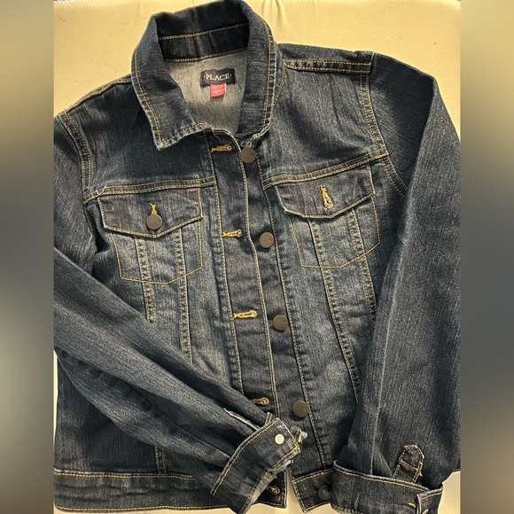 Girls xl/14 dark wash denim jacket EUC - Picture 1 of 2